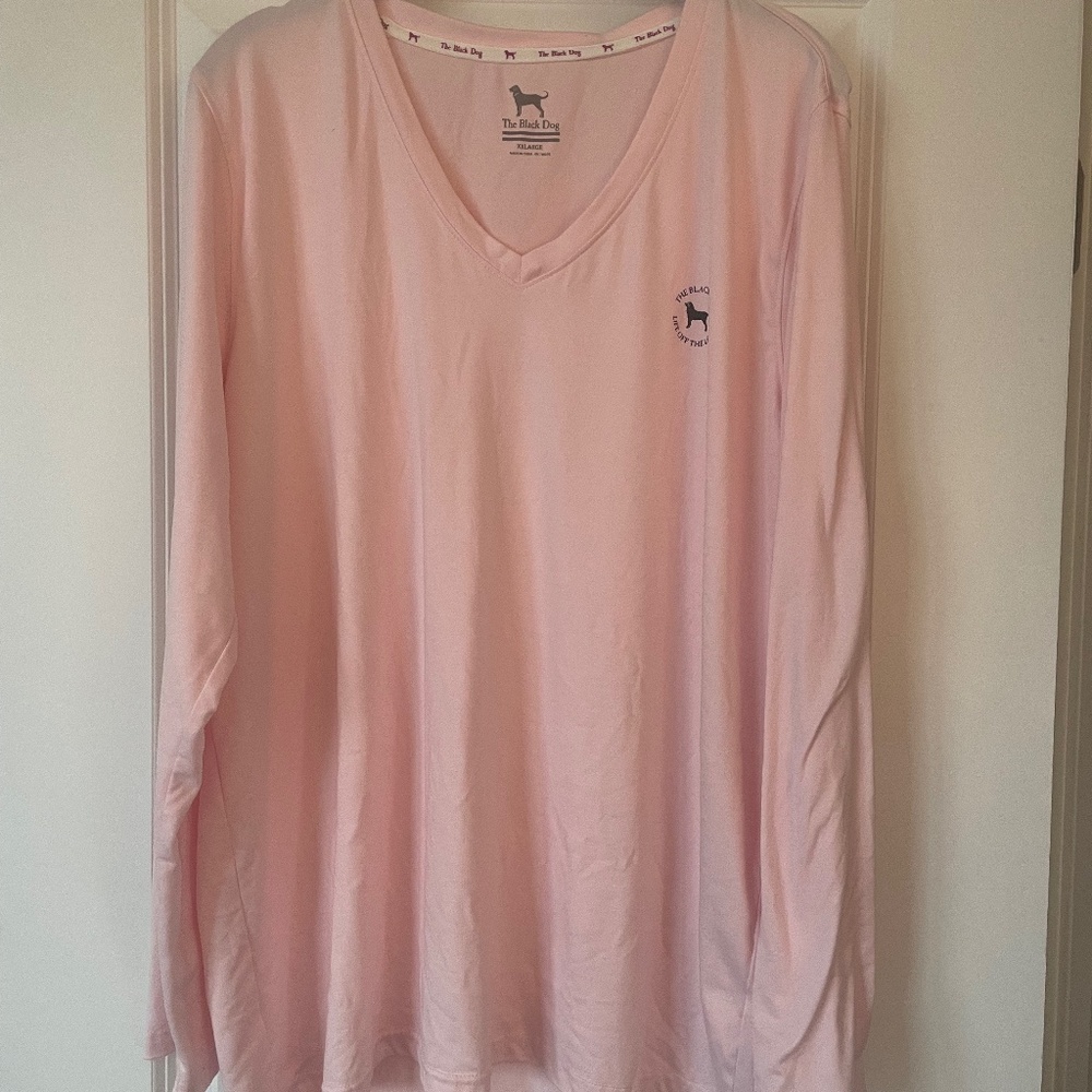 Ladies Lake Lounge V-Neck - PALEST PINK / XXLARGE Black Dog